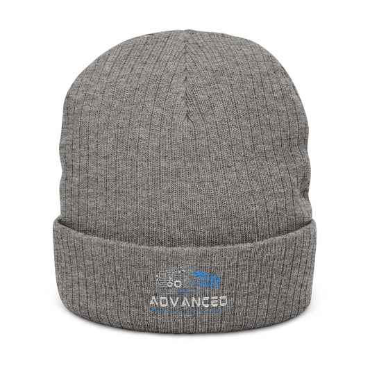 Advanced Mobile Detailing, Embroidered Ribbed Knit Beanie | Cozy Winter Hat, Gift for Him/Her, Stylish Accessories, Outdoor Essentials, Custom Beanie