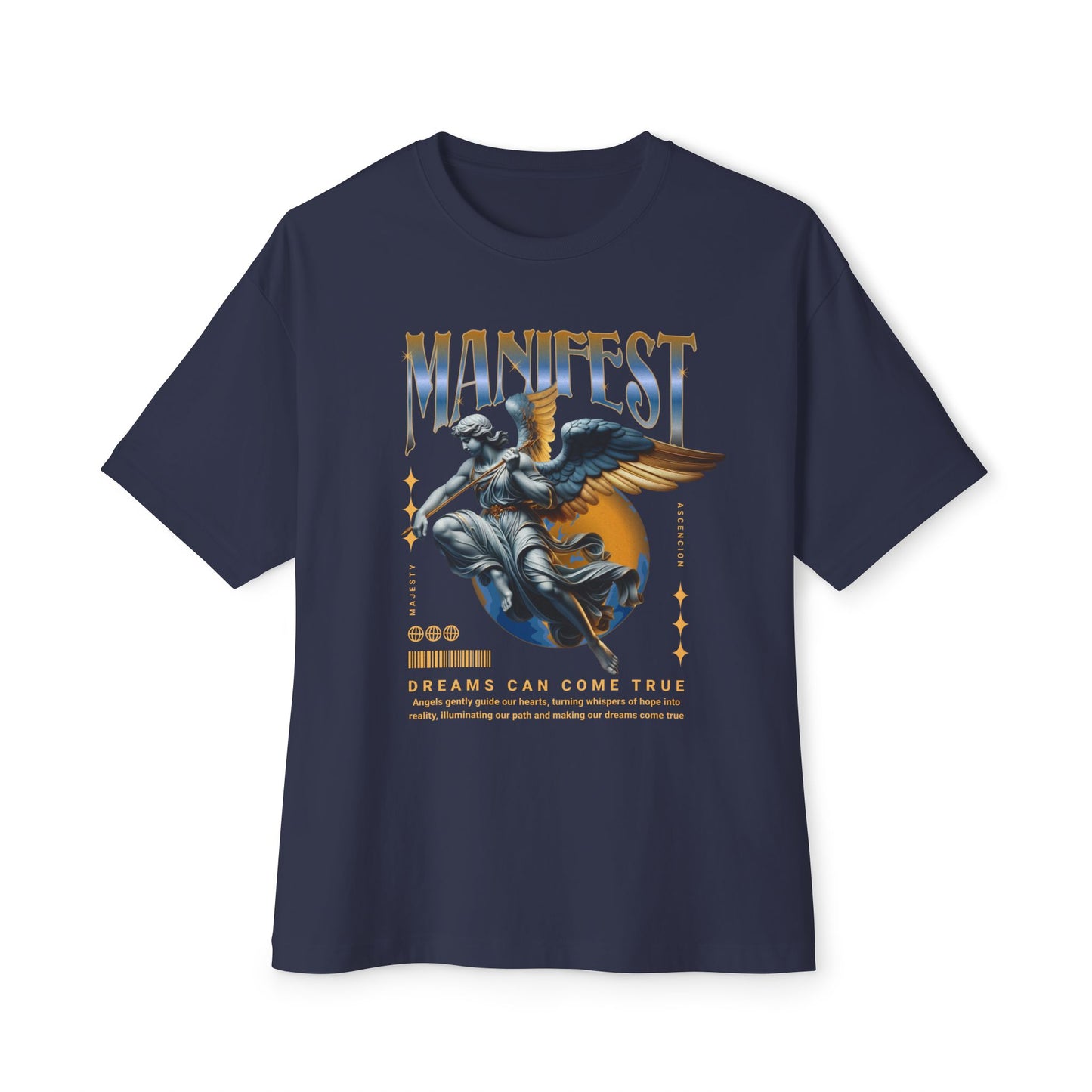 Manifest Angel Graphic Tee — Oversized Boxy Spiritual T‑Shirt