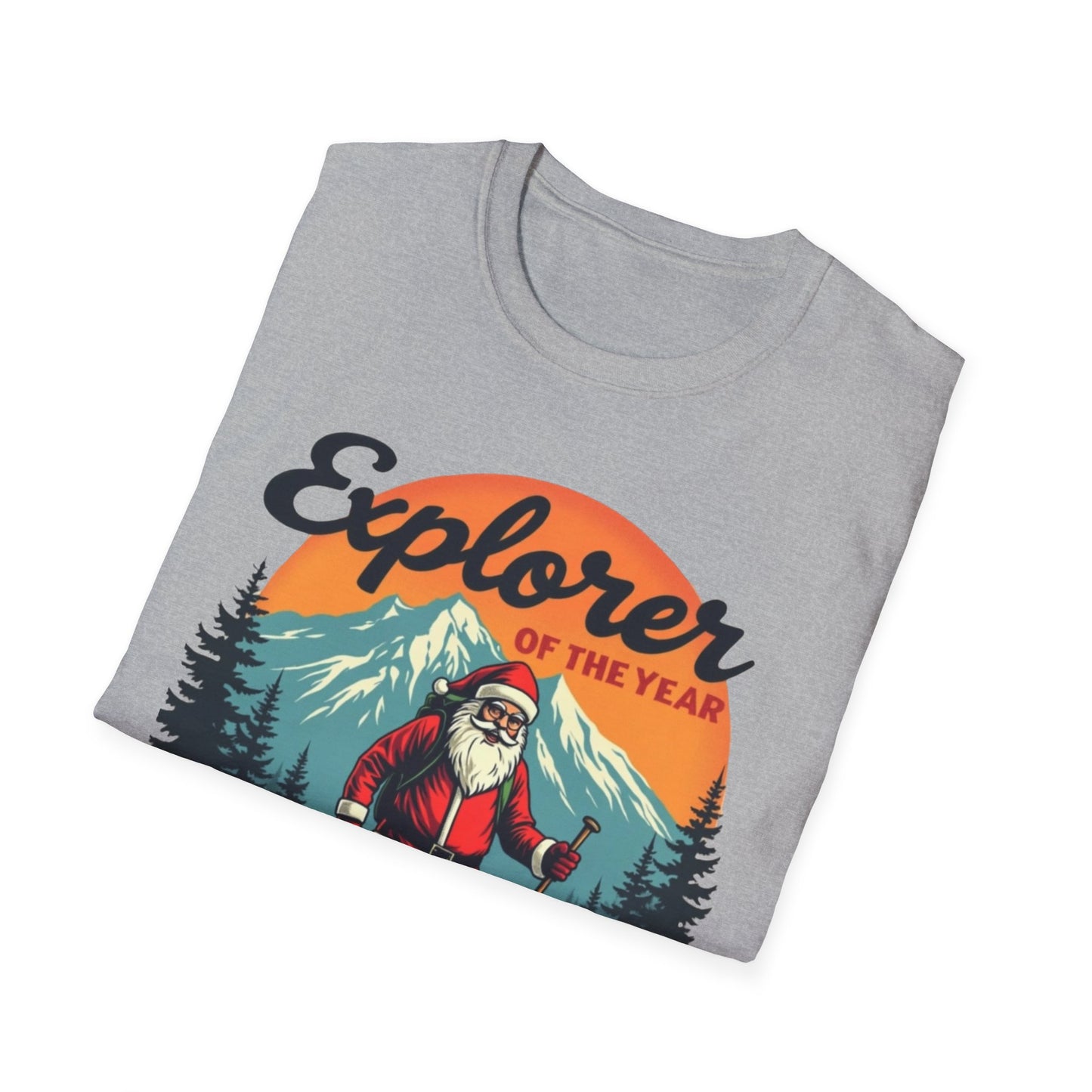 Explorer of the Year T-Shirt — Santa Hiker Vintage Outdoor Christmas Tee