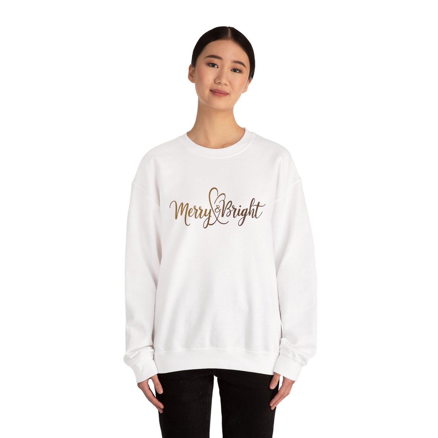 Merry & Bright Crewneck Sweatshirt – Gold Script Holiday Pullover