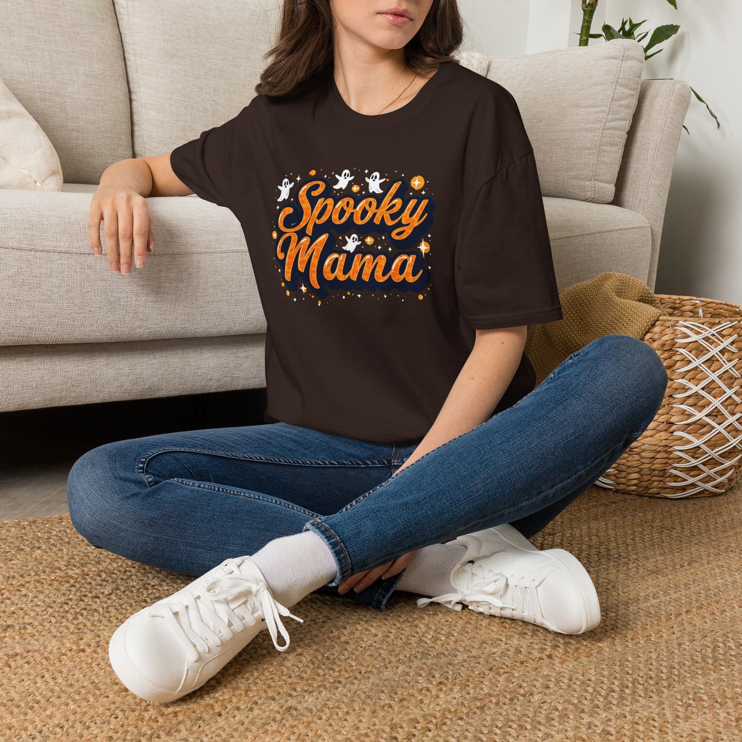 Spooky Mama T-Shirt — Halloween Mom Tee with Cute Ghosts