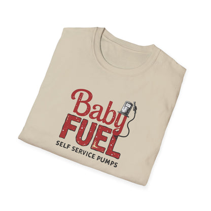 Baby Fuel, Vintage PumpThemed Unisex T-Shirt, Funny Baby Fuel Shirt, Gift for Car Lovers, Automotive Tee, Casual Everyday Wear - Psychonaut Swag