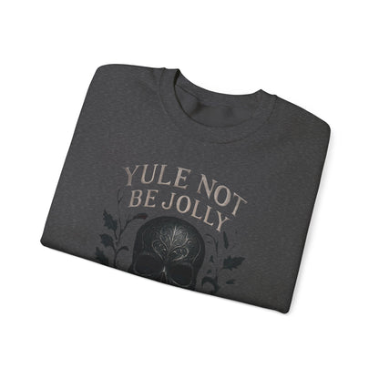 Holiday Crewneck Sweatshirt — “Yule Not Be Jolly” Skull Christmas Sweater