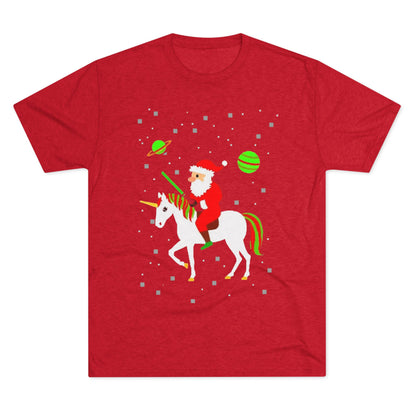 Christmas Space Santa Riding Unicorn T‑Shirt
