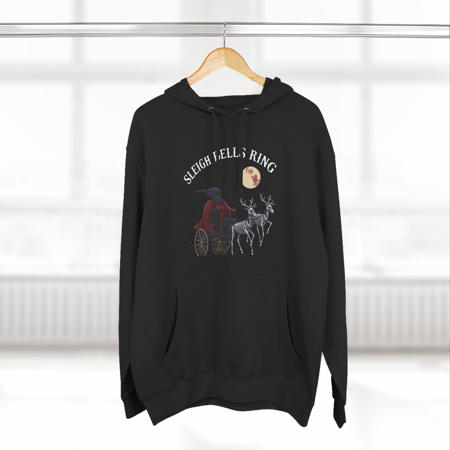 Sleigh Bells Ring Hoodie — Vintage Reindeer Christmas Pullover