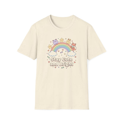Stay Cute and Bright Rainbow T-Shirt — Kawaii Animal Graphic Tee
