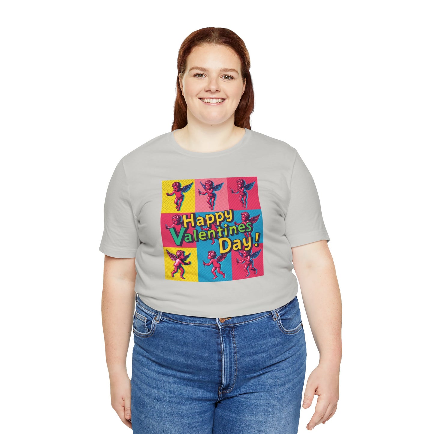 Valentine's Day Pop Art Tee — "Happy Valentine's Day!" Cupid Graphic Shirt