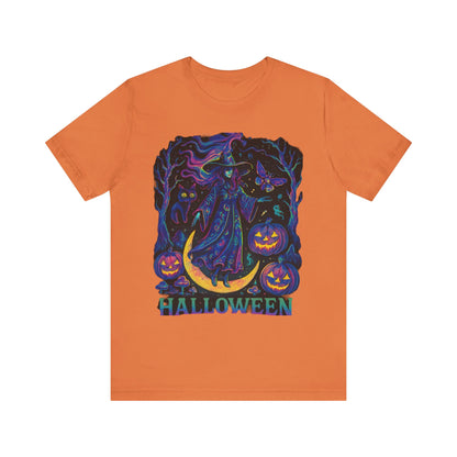 Halloween Witch Graphic Tee, Spooky T-Shirt, Unisex Short Sleeve Shirt, Halloween Costume, Pumpkin Shirt, Fall Festival Apparel