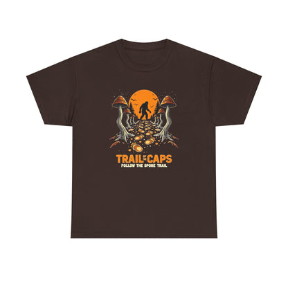 Trailcaps Mushroom Tee — “Follow the Spore Trail” Forest Adventure Shirt