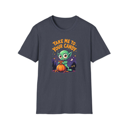Trick or Treat Alien, T-Shirt, Cute Graphic Tee, Trick or Treat Shirt, Unisex Halloween Apparel, Fun Holiday Outfit