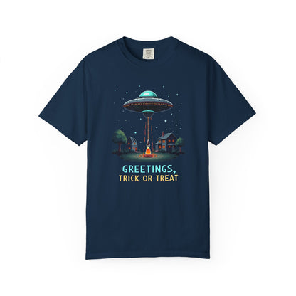 Halloween Alien Greetings T-Shirt, Unisex T-Shirt, Funny Halloween Tee, Trick or Treat Shirt, Spooky Season Apparel, Gift for [...]