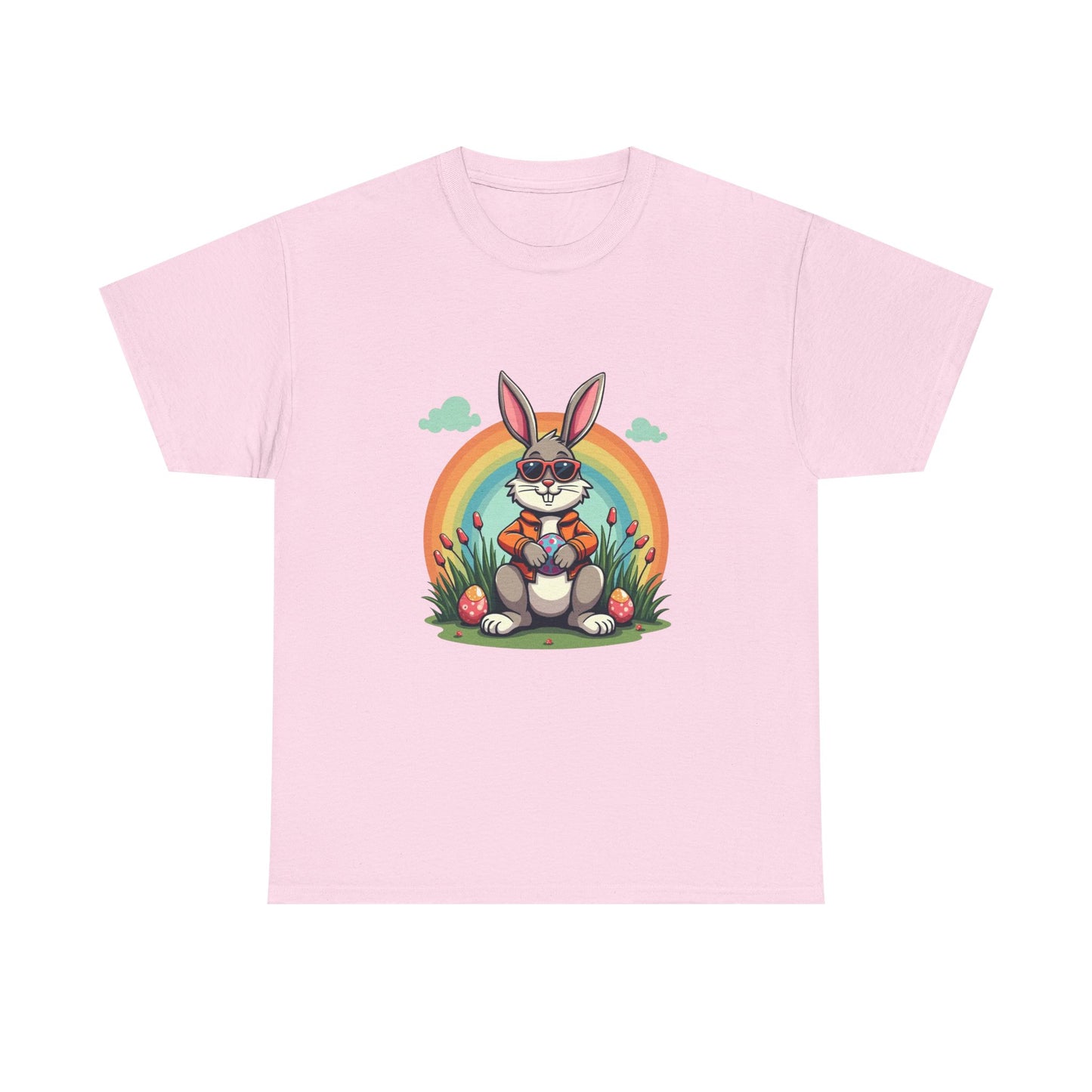 Easter Bunny Rainbow T-Shirt — Cute Bunny Holding Eggs Tee