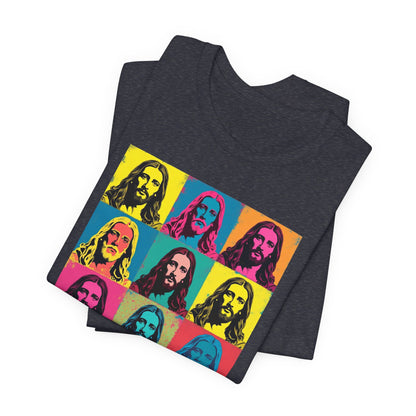 Jesus, Pop Art T-Shirt — Retro Colorful Nine-Panel Graphic Tee