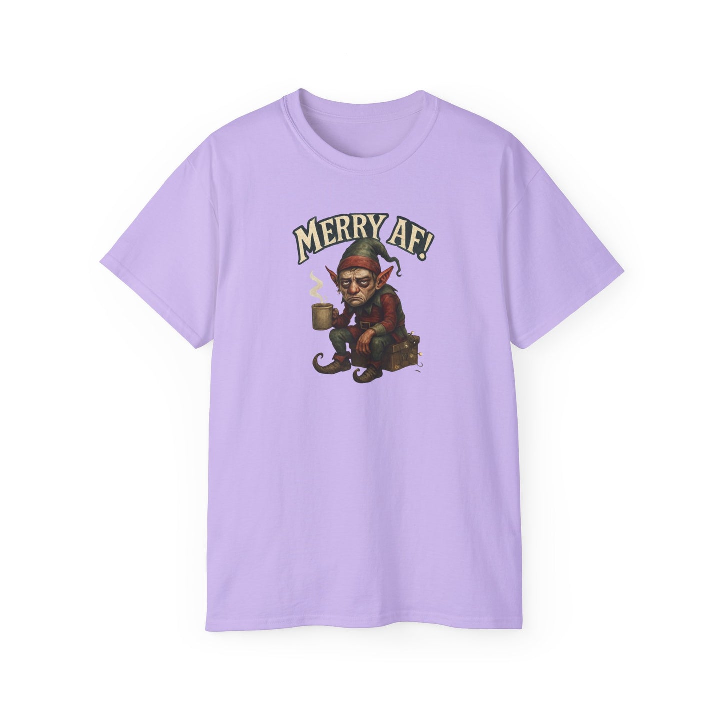 T‑Shirt — 'Merry AF' Vintage Grouchy Elf Christmas Tee