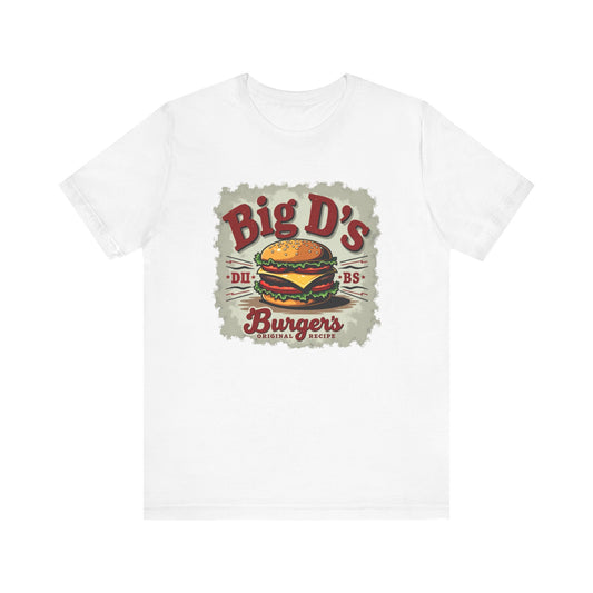 Big D's Burgers Unisex Jersey Tee - Fun Foodie Shirt, Casual Wear, Burger Lover Gift, Retro Fast Food T-Shirt, Summer BBQ Fashion - Psychonaut Swag