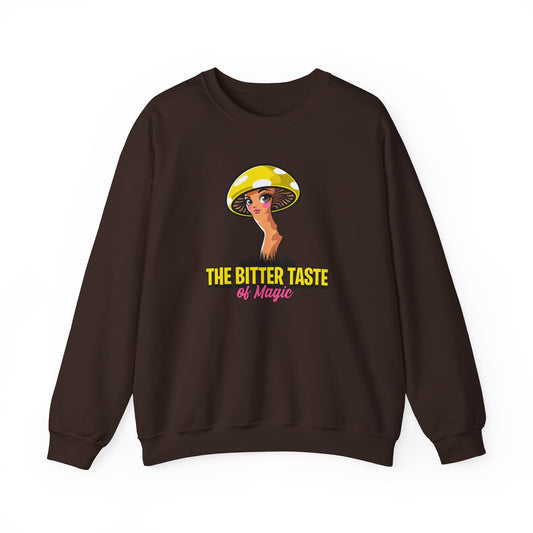 The Bitter Taste of Magic, Mushroom, Unisex Heavy Blend™ Crewneck Sweatshirt - Psychonaut Swag