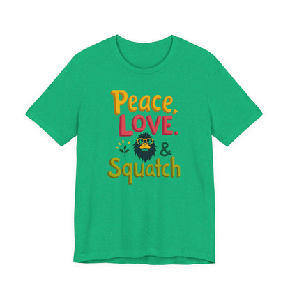 Peace, Love & Squatch T-Shirt — Retro Bigfoot Graphic Tee