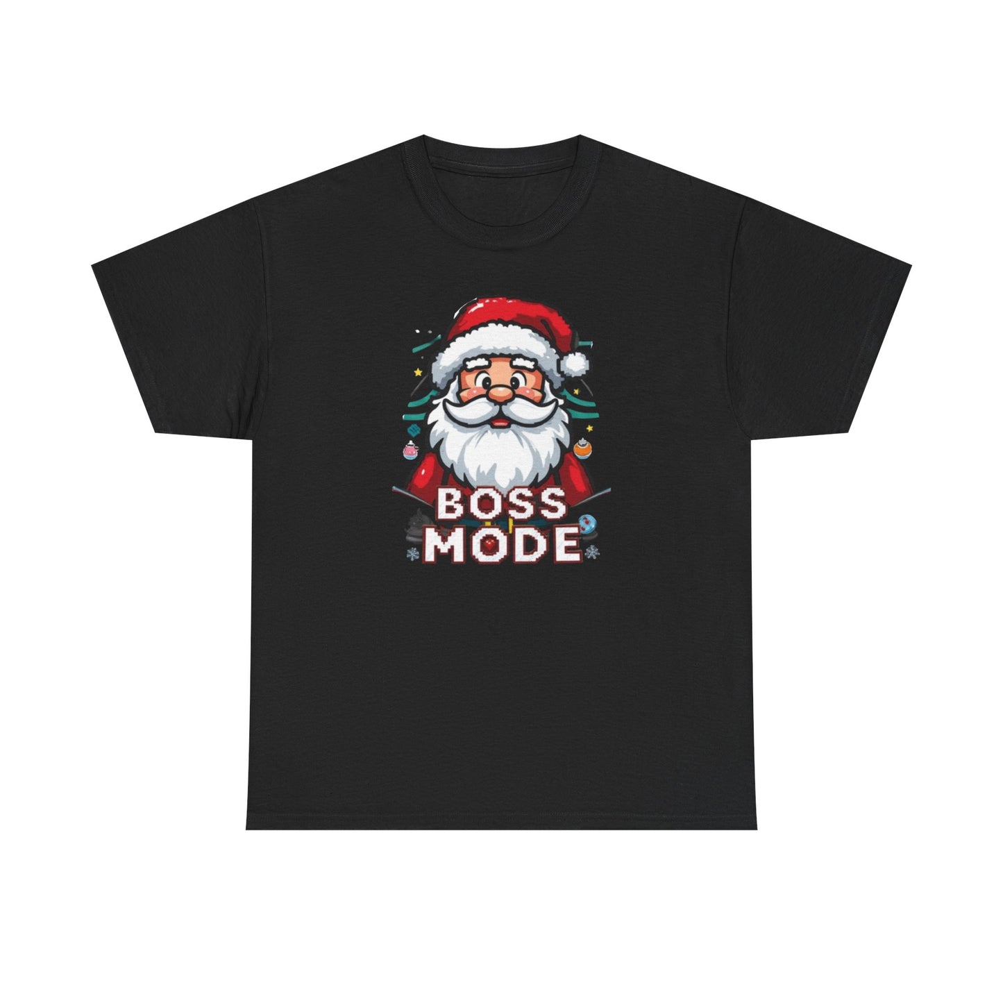 Boss Mode Santa T-Shirt — Funny Christmas Tee with 'Boss Mode' Santa Design
