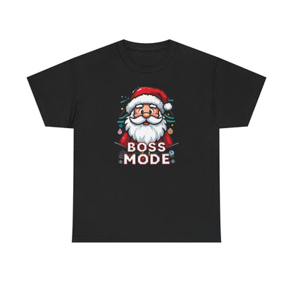 Boss Mode Santa T-Shirt — Funny Christmas Tee with 'Boss Mode' Santa Design