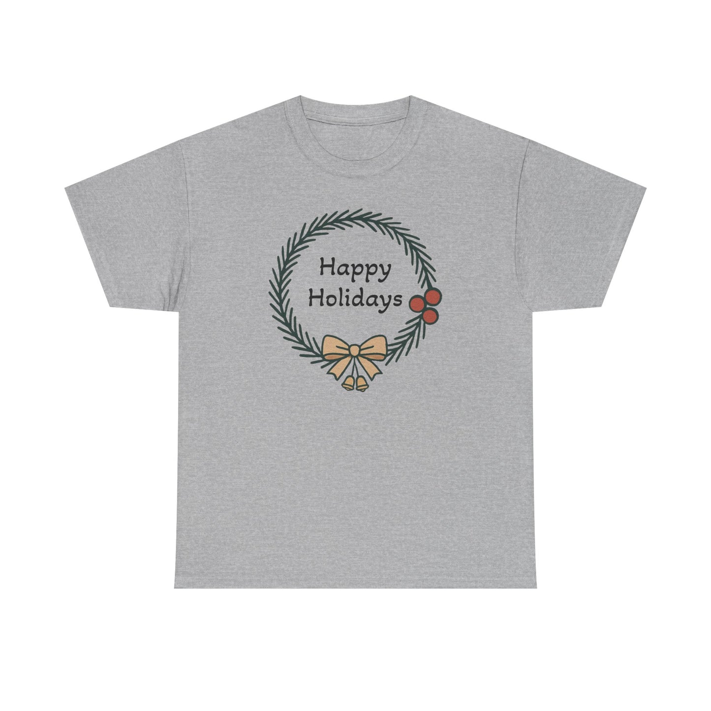 Happy Holiday Wreath, Unisex Heavy Cotton Tee