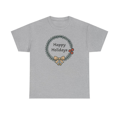 Happy Holiday Wreath, Unisex Heavy Cotton Tee