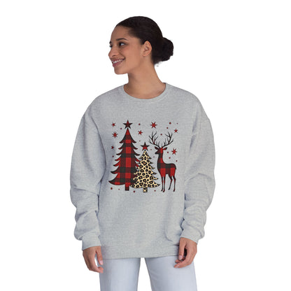 Christmas Buffalo Plaid Trees & Reindeer Crewneck Sweatshirt
