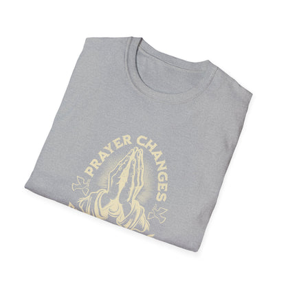 Prayer Changes Everything T-Shirt — Vintage Praying Hands Christian Tee