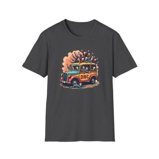 Clown Car, Cartoon Bus 'DNC' Graphic Tee | Political Satire Casual Top