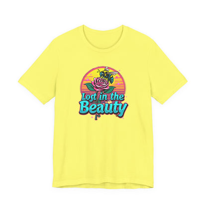 Lost in the Beauty Unisex Tee - Floral Graphic Short Sleeve Shirt - Psychonaut Swag