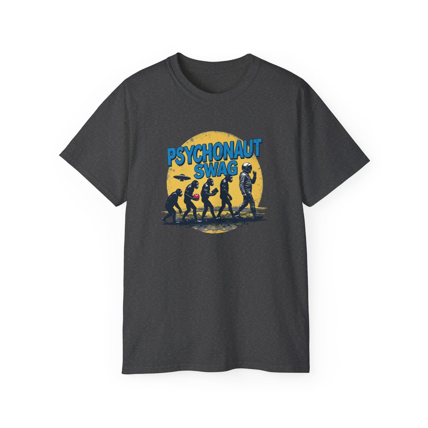 Psychonaut Evolution of Man Sunset, Unisex Tee, Retro Graphic T-Shirt, Music Festival Attire, Gift for Gamers, Casual Streetwear
