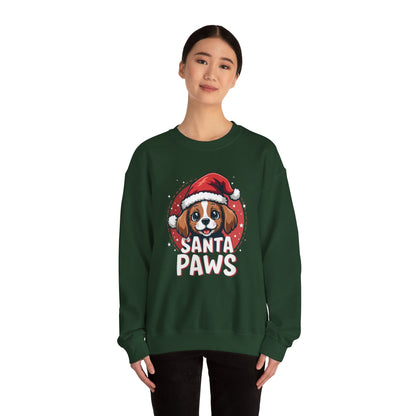 Christmas Dog Sweatshirt — "Santa Paws" Cute Puppy Holiday Crewneck