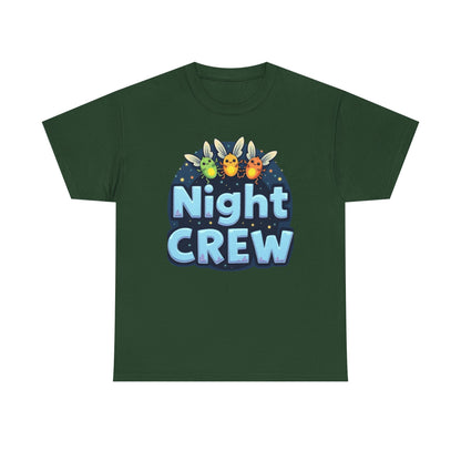 Night Crew Unisex Heavy Cotton Tee, Comfortable Graphic Tee, Great for Parties, Casual Wear, Gift for Friends, Summer Events - Psychonaut Swag