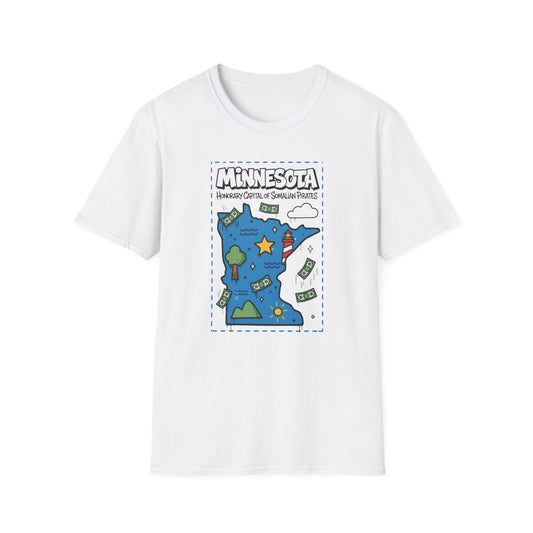 Minnesota Map of Piracy Graphic T-Shirt — Cute State Landmark Tee ("Minnesota")