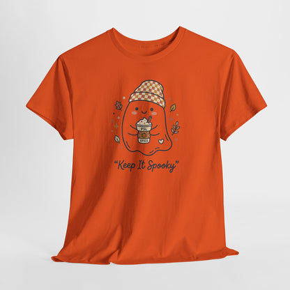 Keep It Spooky Ghost Tee — Cute Fall Halloween Shirt with Pumpkin Latte