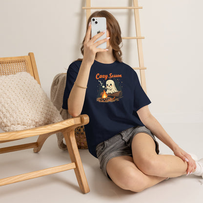 Cozy Season Tee — Cute Ghost Campfire Halloween T-Shirt