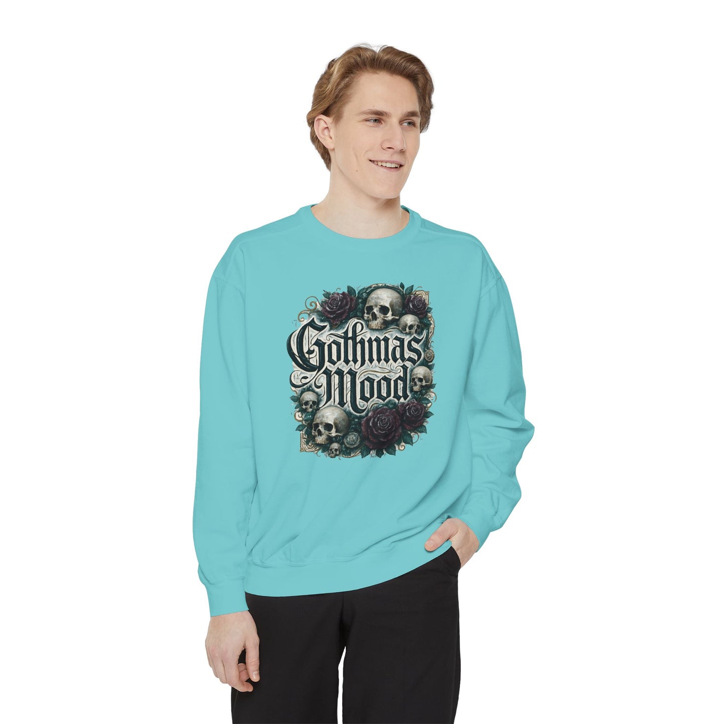 Gothmas Mood Sweatshirt — Gothic Skull & Roses Holiday Pullover