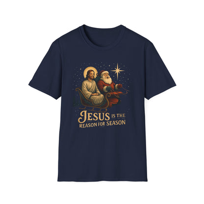 Jesus Is the Reason Of the Season T-Shirt — Vintage Nativity & Santa Christmas Tee