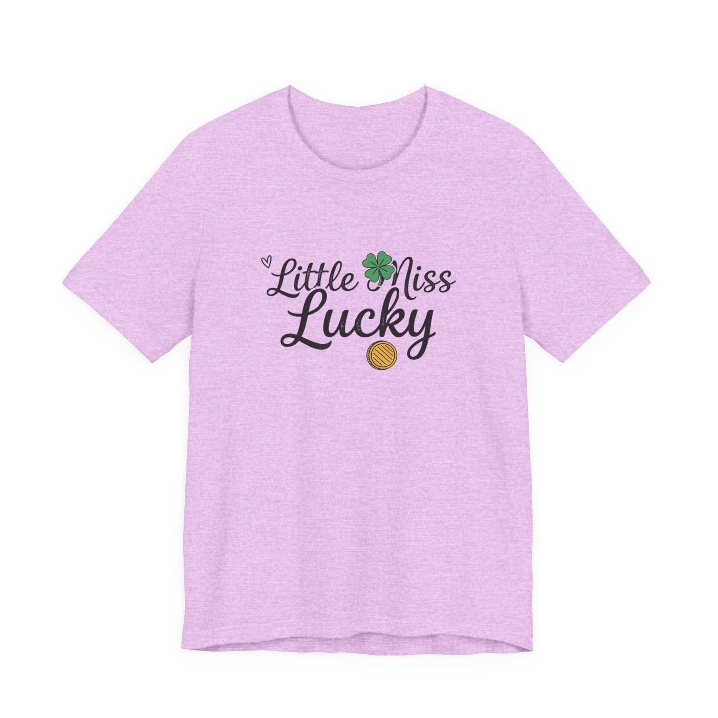 Little Miss Lucky T-Shirt — St. Patrick’s Day Girls’ Tee with Shamrock & Gold Coin