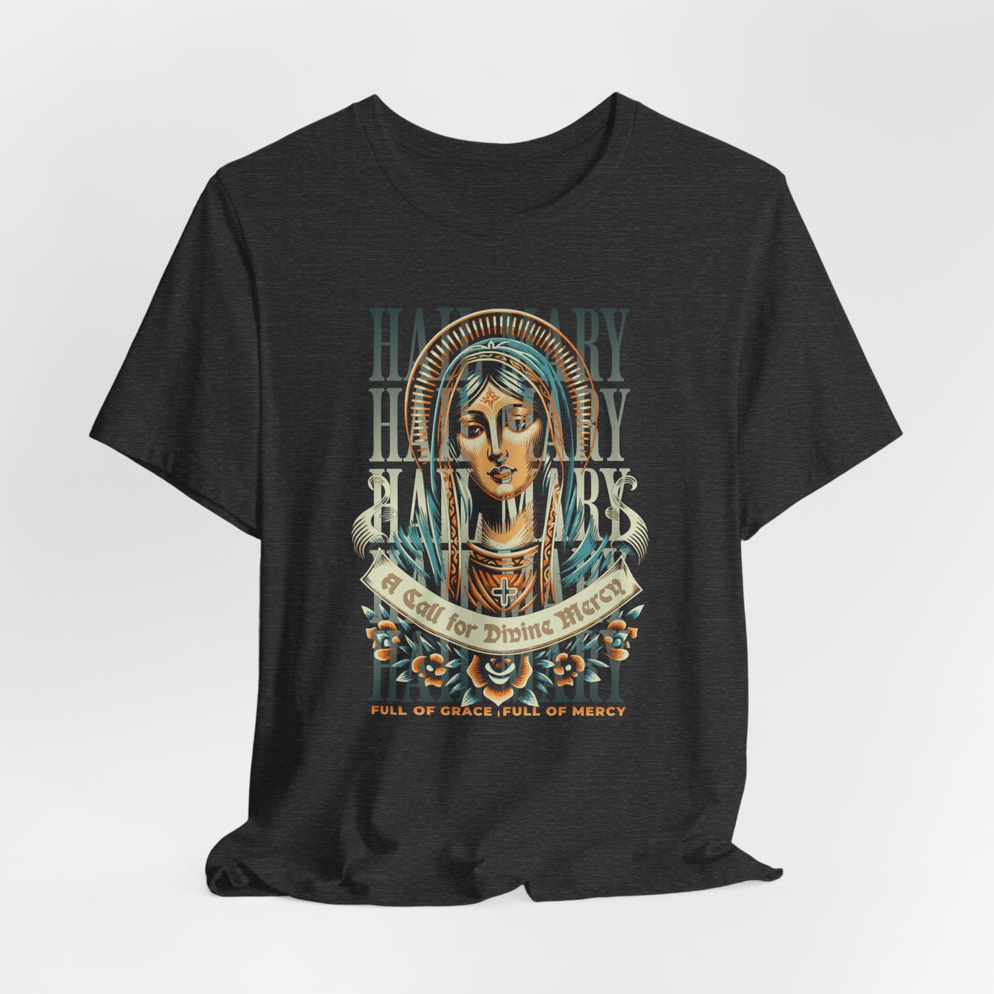 Mary Ave Maria Graphic Tee — 'Ave Maria' Vintage Religious Portrait T‑Shirt