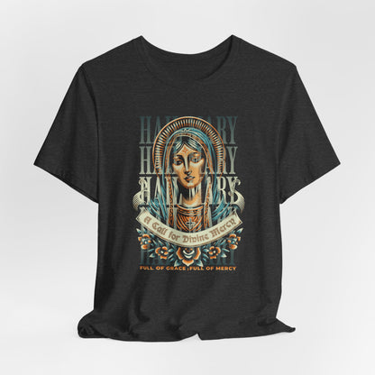 Mary Ave Maria Graphic Tee — 'Ave Maria' Vintage Religious Portrait T‑Shirt