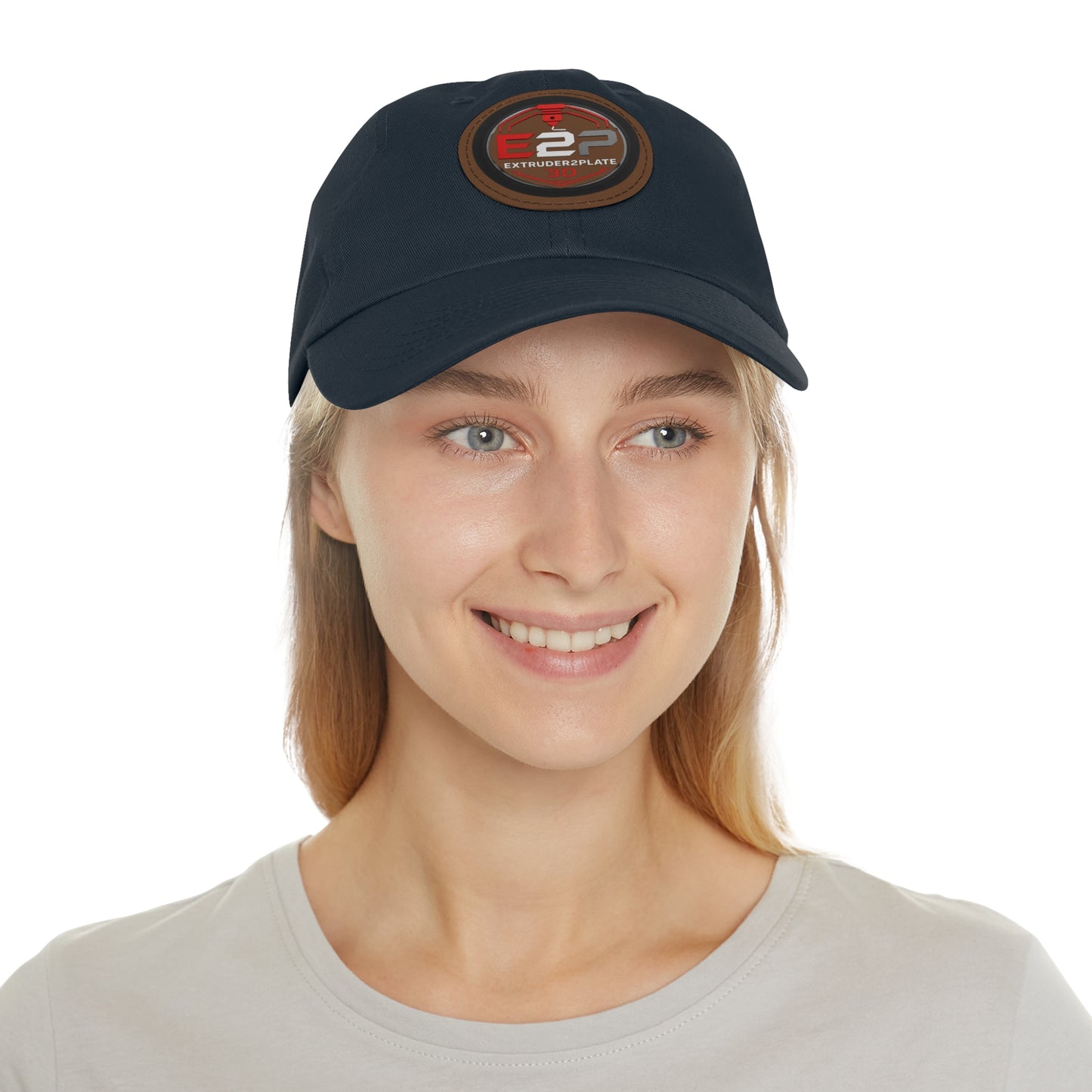 Extruder2Plate, Dad Hat with Leather Patch (Round)