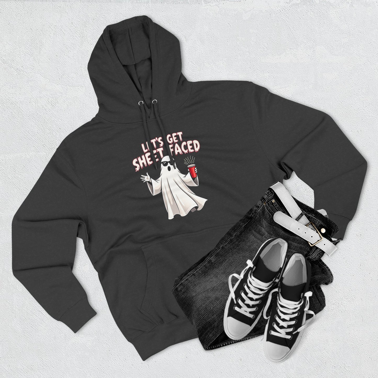 Let's Get Sheet-Faced Hoodie — Funny Ghost Halloween Pullover