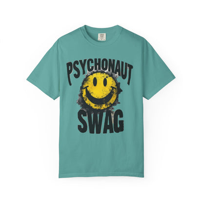 Psychonaut Swag Yellow Smiley Face, Trendy Graphic Tee for Festival Lovers, Casual Wear, Gifts, Street Style