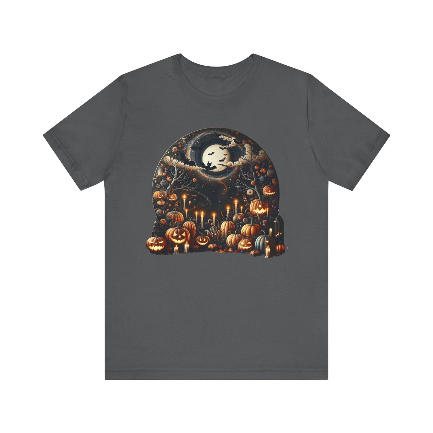 Halloween Pumpkin mural, Short Sleeve Tee, Spooky Tee, Unisex Halloween Shirt, Autumn T-shirt, Harvest Festival Shirt, Trick or Treat Shirt, [...]