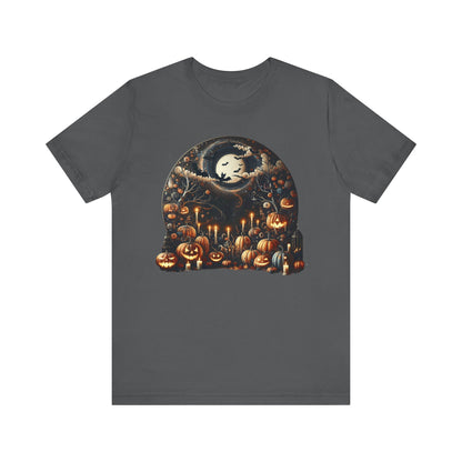 Halloween Pumpkin mural, Short Sleeve Tee, Spooky Tee, Unisex Halloween Shirt, Autumn T-shirt, Harvest Festival Shirt, Trick or Treat Shirt, [...]