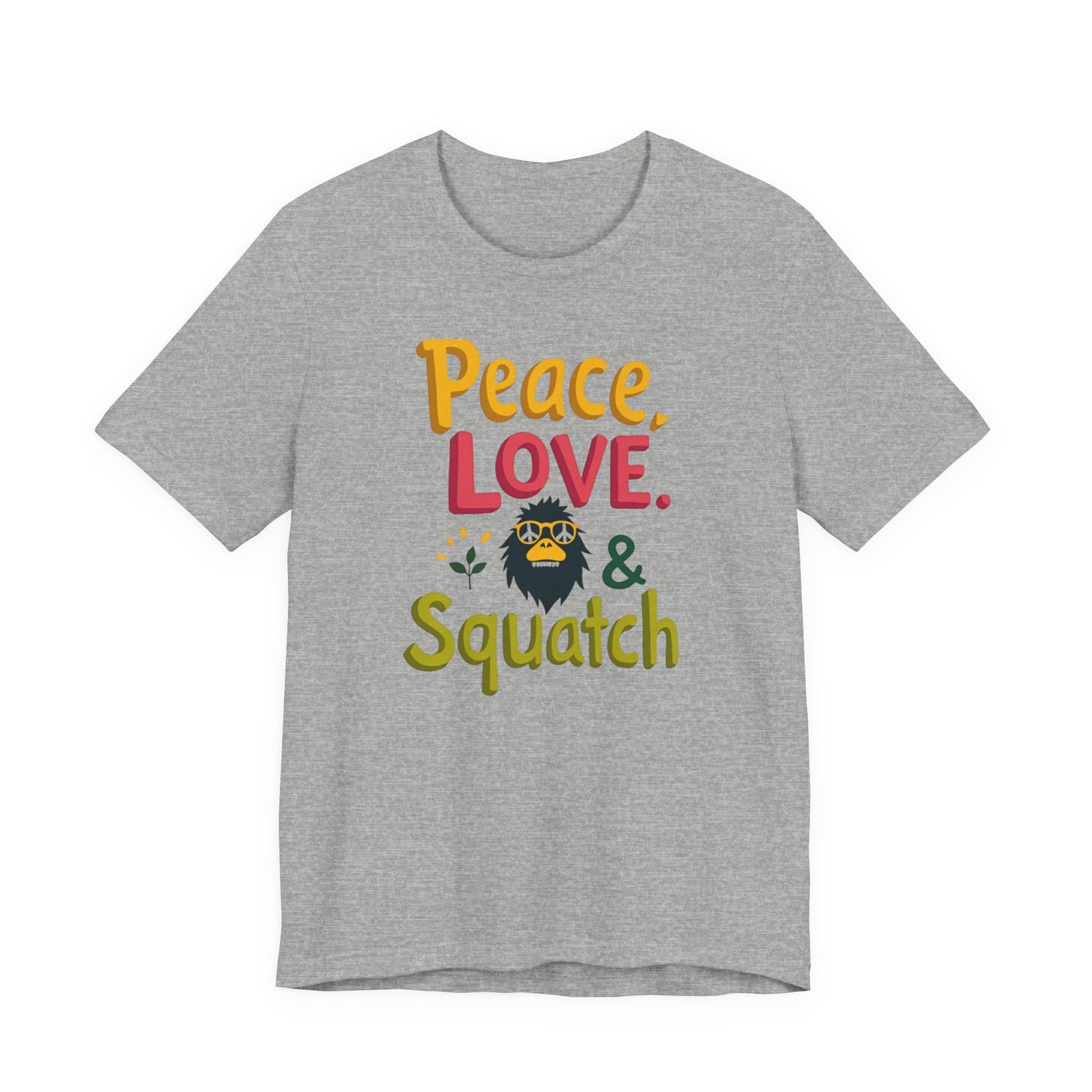Peace, Love & Squatch T-Shirt — Retro Bigfoot Graphic Tee