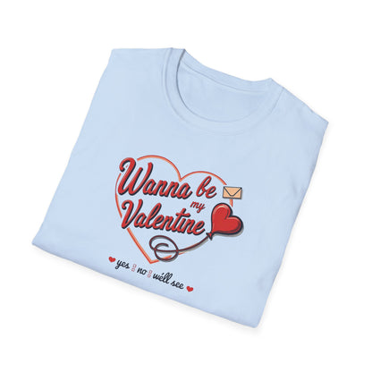 Valentine "Wanna Be My Valentine" T-Shirt - Cute Heart & Love Letter Tee