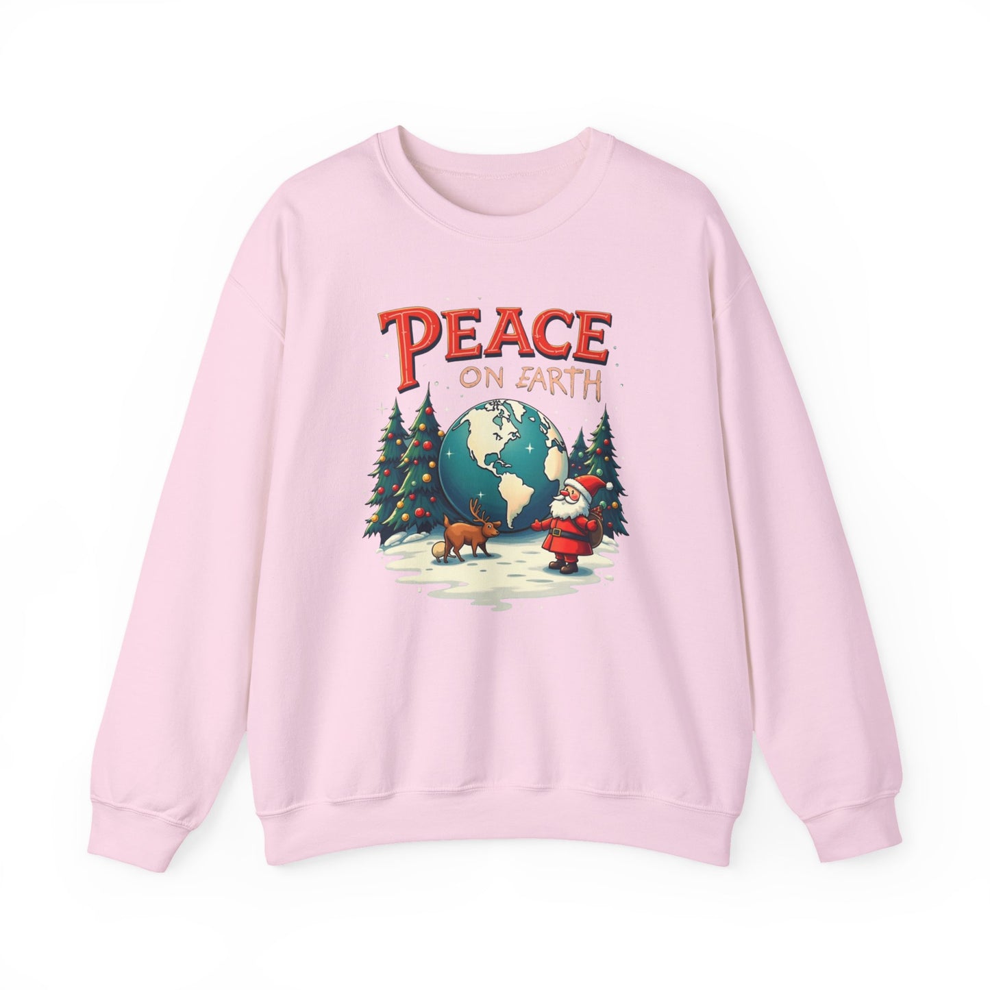 Peace on Earth Sweatshirt — Vintage Santa & Globe Christmas Crewneck