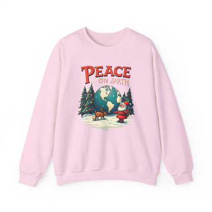 Peace on Earth Sweatshirt — Vintage Santa & Globe Christmas Crewneck