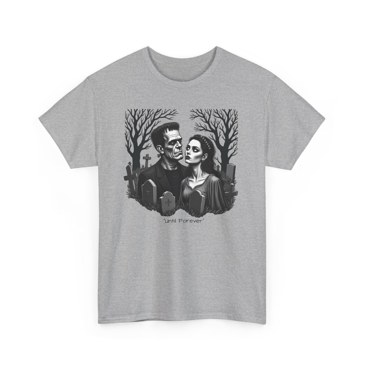 Gothic 'Until Forever' Couple Tee — Anniversary Season Graphic T-Shirt